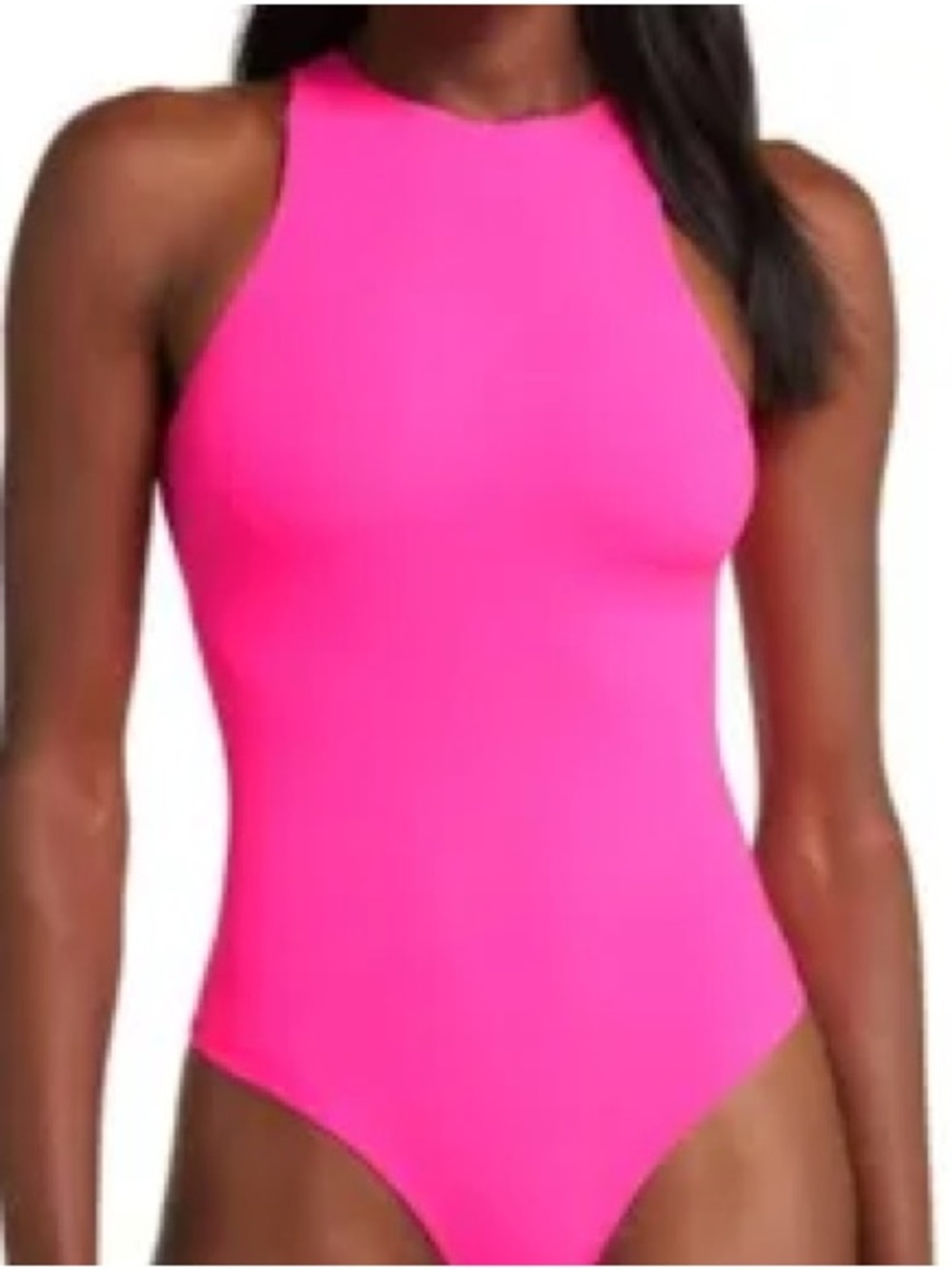 SKIMS Sleeveless High-Neck Bodysuit in Bright Pink